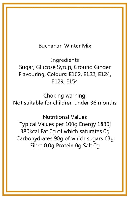 300g Square Window Star Pattern Box of Buchanans Winter Mix Hard Boiled Sweets