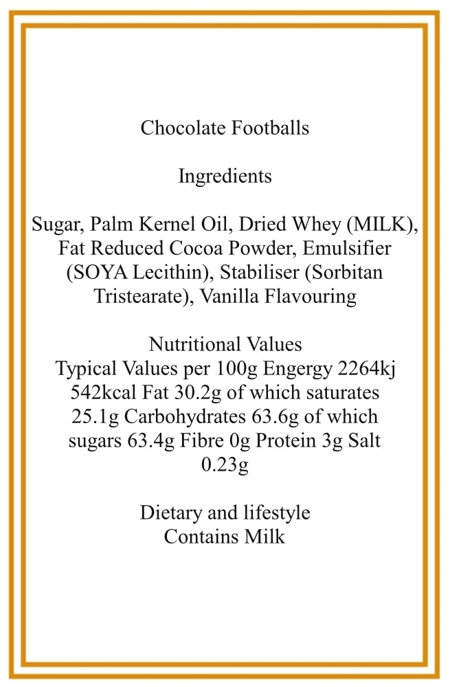 200g Tube of Individually Wrapped Chocolate Flavoured Footballs