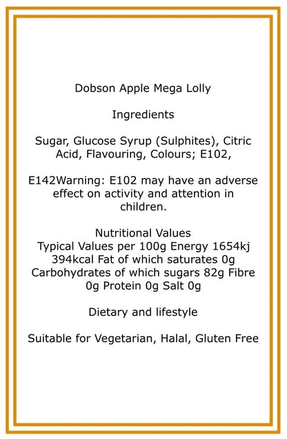 Bag of 10 Dobsons Apple Mega Lollies