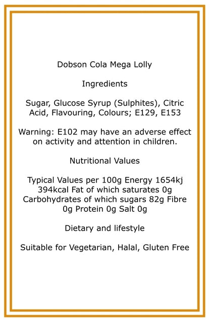 Bag of 10 Dobsons Cola Mega Lollies