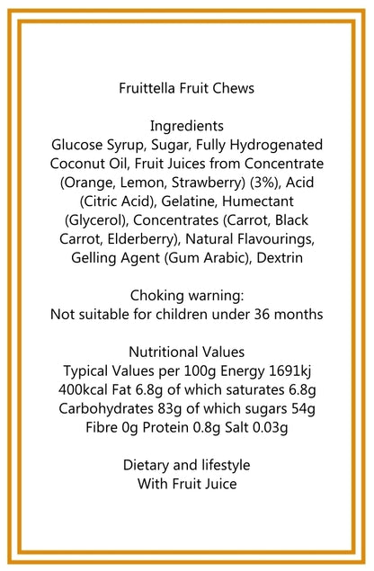 300g Square Window Ivory White Pattern Box of Fruitella Juicy Fruit Chews