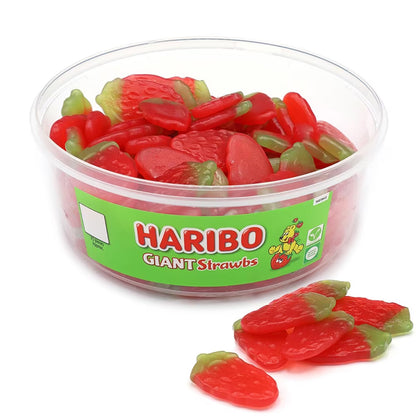 Giant Strawbs 75 Pieces of Fruity Gummy Strawberries Sweets Tub