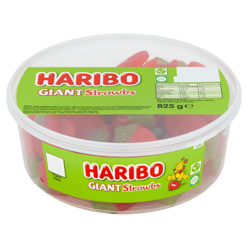 Giant Strawbs 75 Pieces of Fruity Gummy Strawberries Sweets Tub