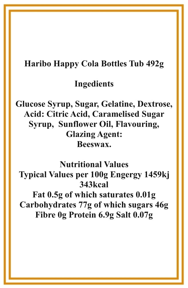 Haribo Happy Cola Bottles Tub 492g