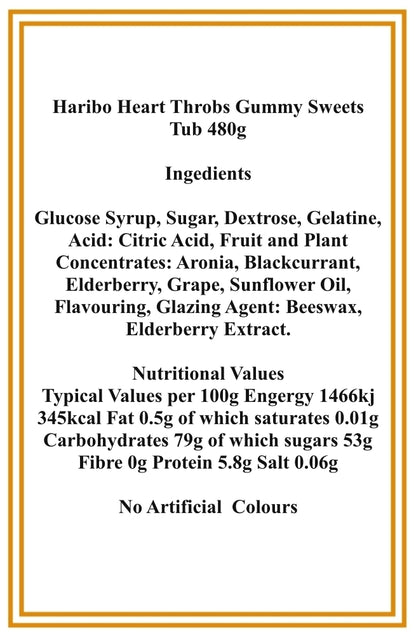 Haribo Heart Throbs Gummy Sweets Tub 480g
