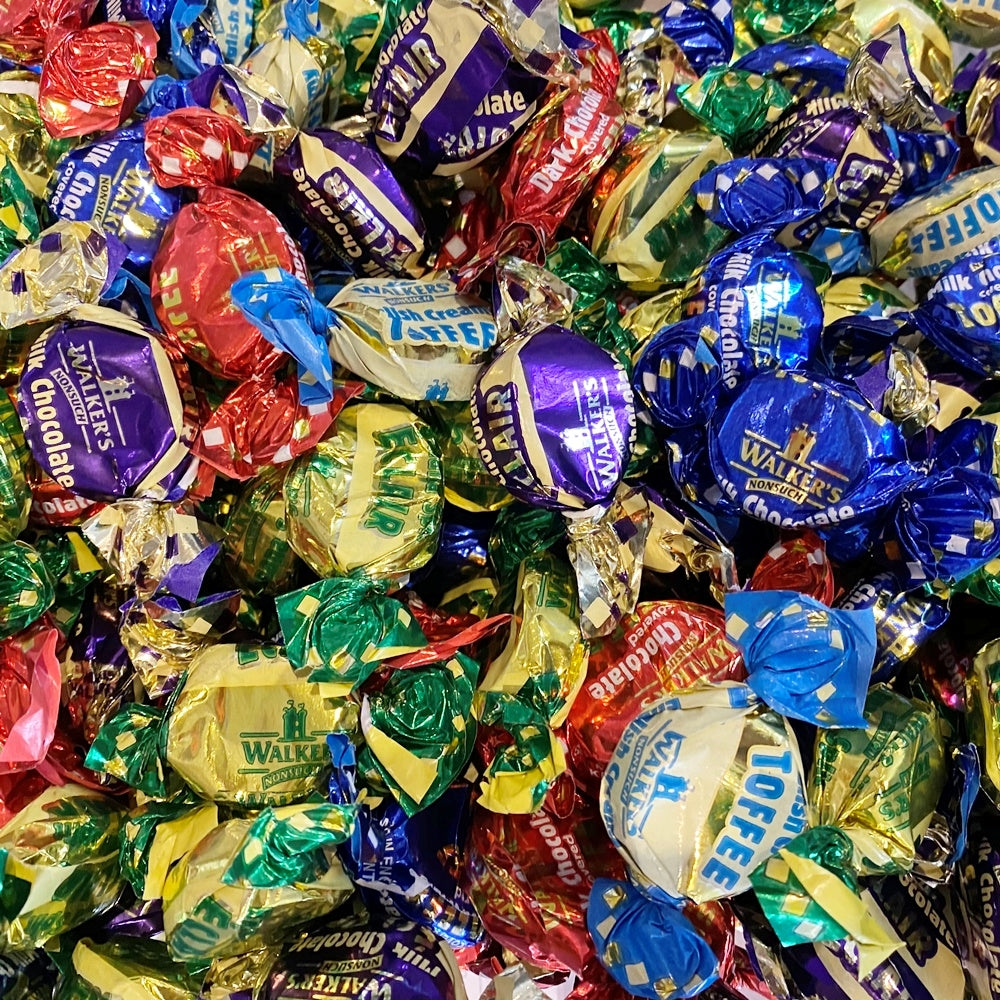 200g White Cardboard Tube of Walkers Assorted Toffees