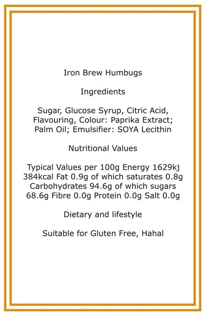 250g Cotton Bag of Iron Brew Humbugs