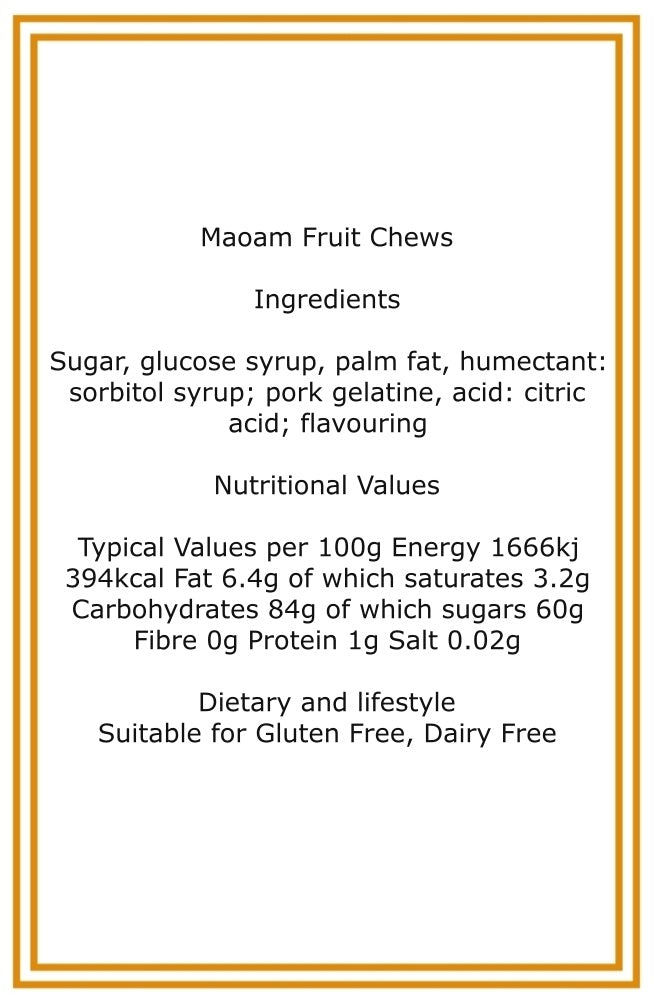 300g Square Window Pattern Box of Maoam Joystix, Bloxs, Strips Fruit Chews Sweets