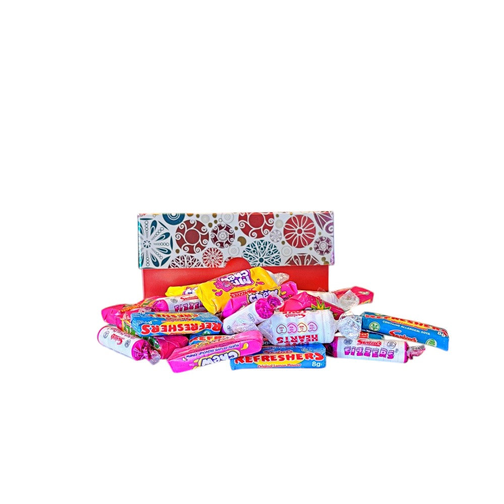 250g Rectangular Box Pattern of Swizzles Retro Sweet Mix