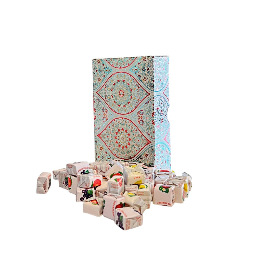 250g Rectangular Patterned Box of Fruity Chews Fruit Caramels