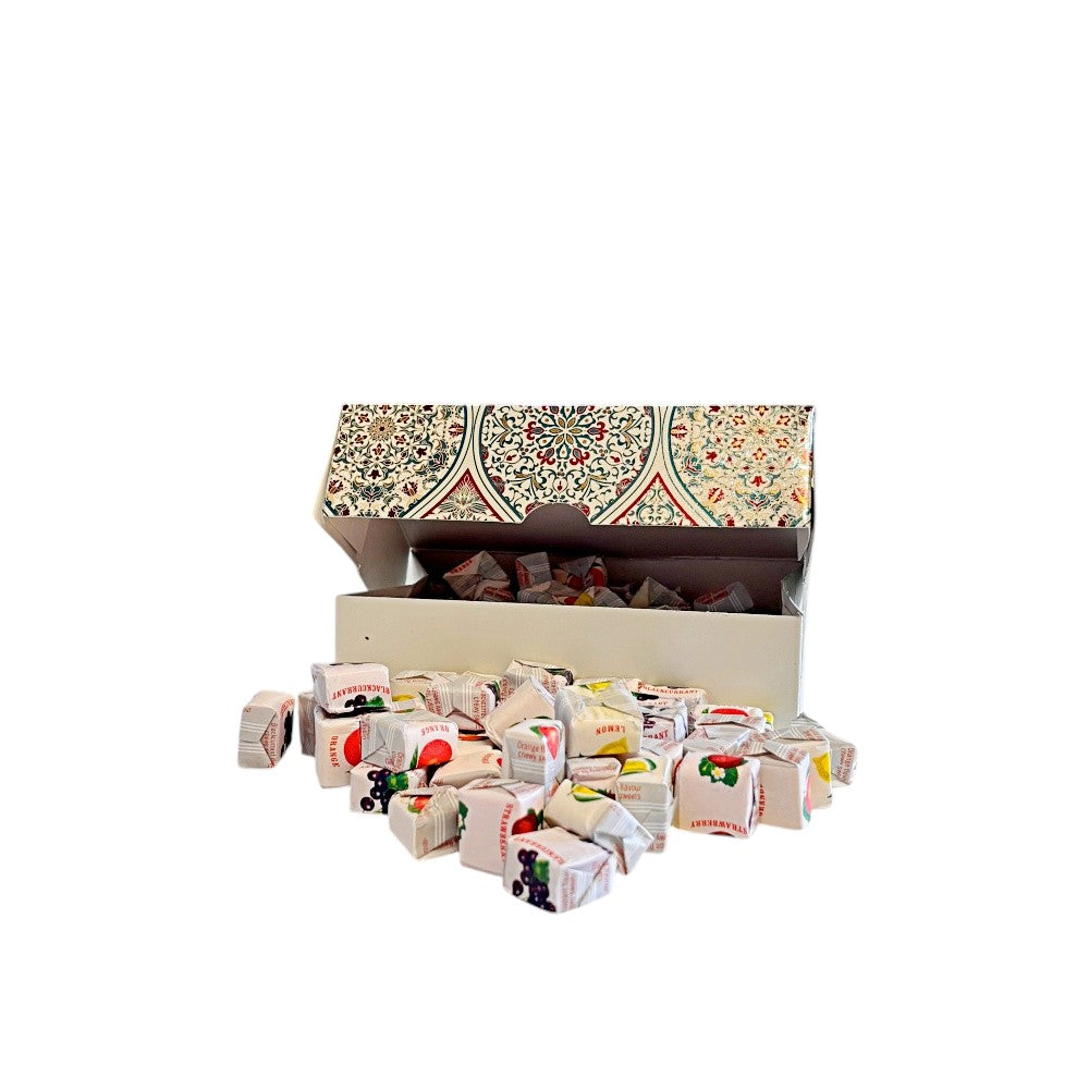 250g Rectangular Patterned Box of Fruity Chews Fruit Caramels