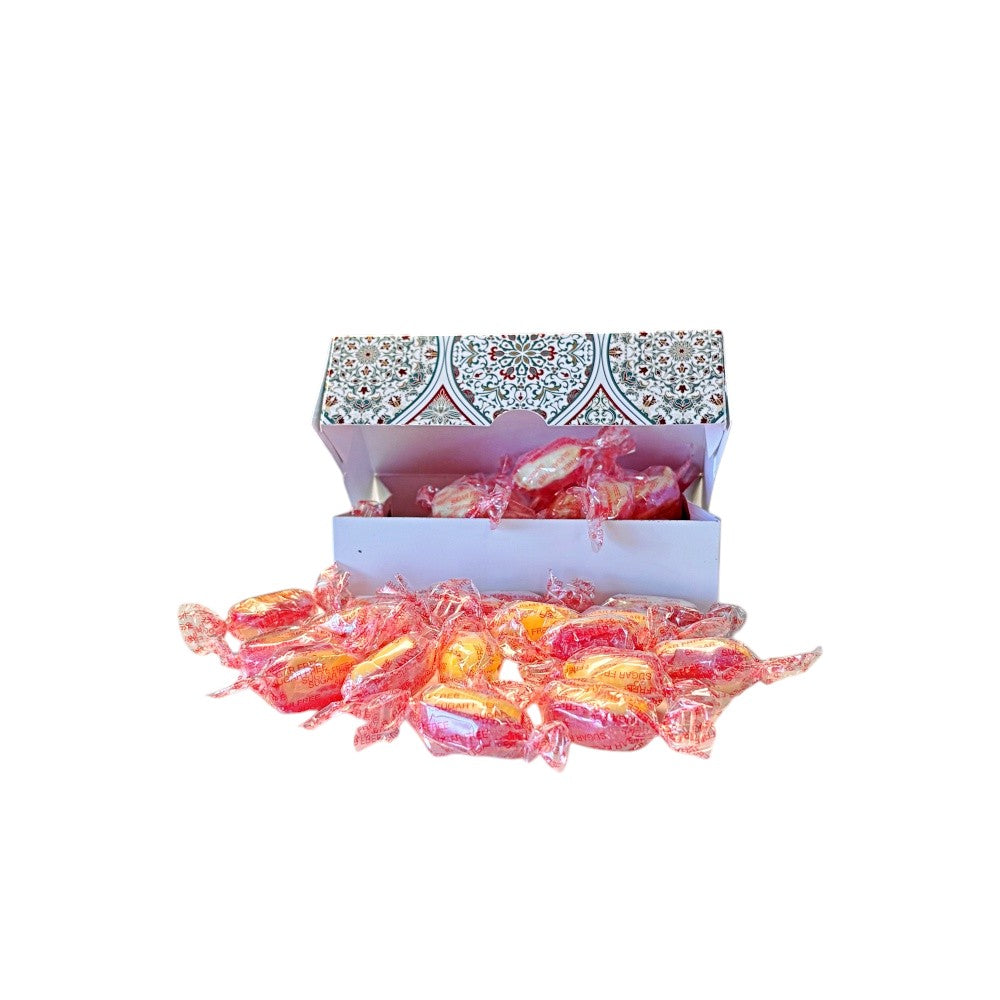 250g Rectangular Box Pattern of Sugar Free Rhubarb and Custard
