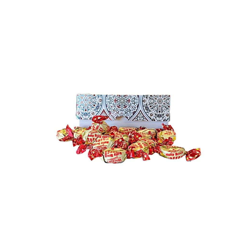 250g Rectangular Box Pattern of Walker Nutty Brazil Toffee