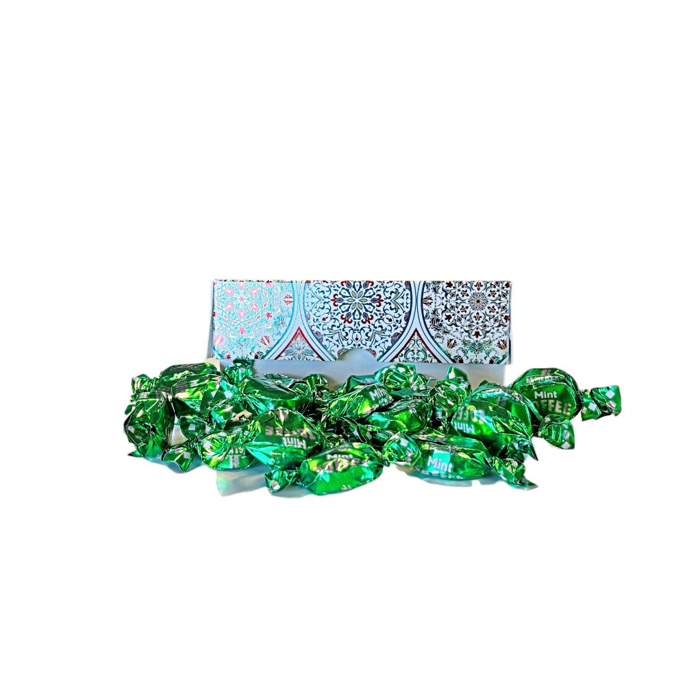 250g Rectangular Box Pattern of Walkers Mint Toffee