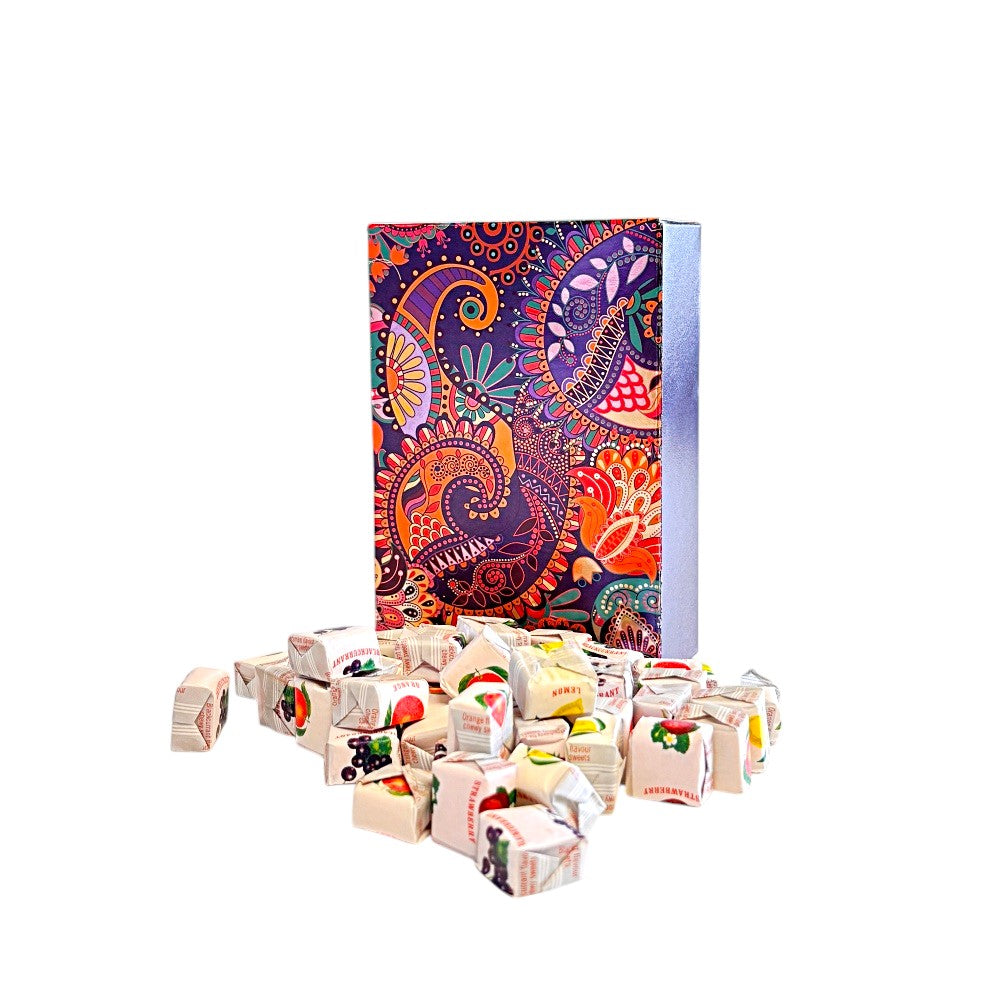 250g Rectangular Patterned Box of Fruity Chews Fruit Caramels