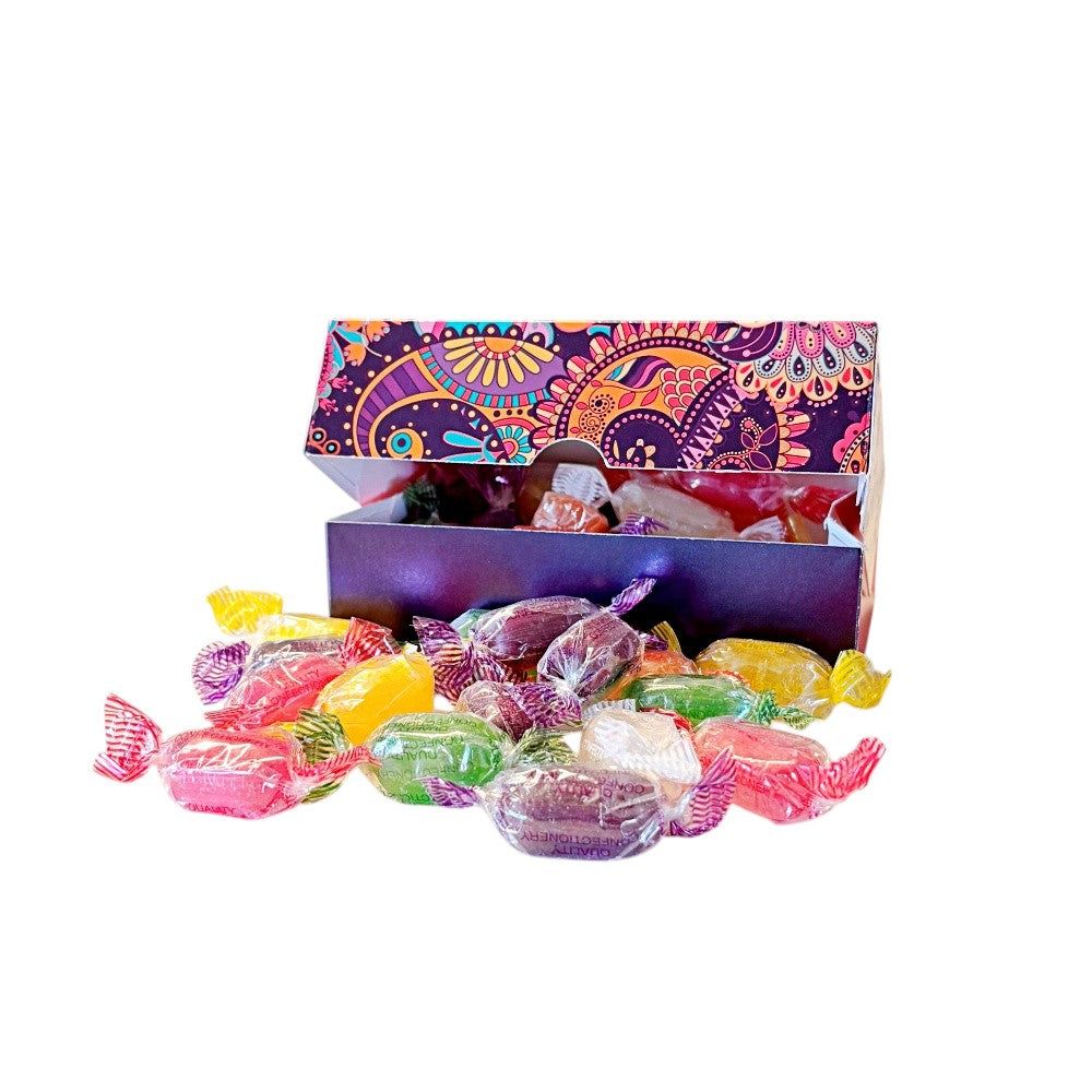 250g Rectangular Box Pattern of Hard Boiled Fruit Drop Sweet