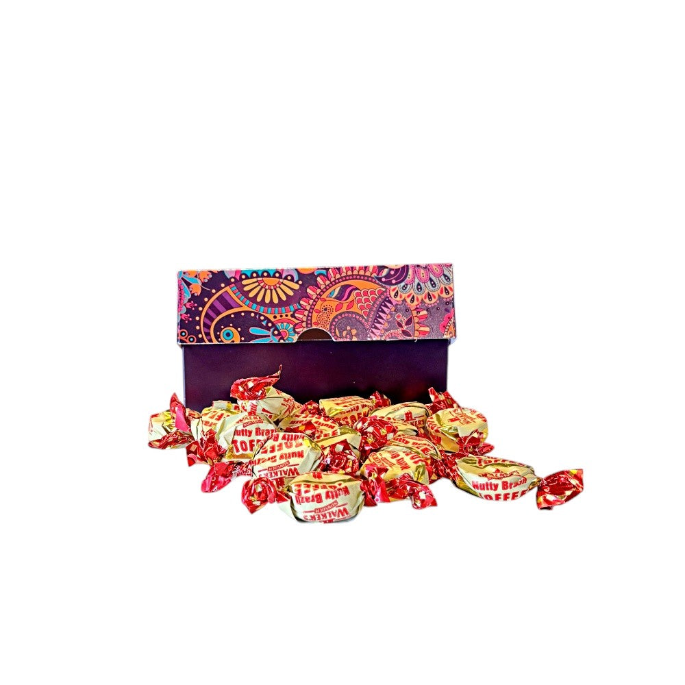 250g Rectangular Box Pattern of Walker Nutty Brazil Toffee