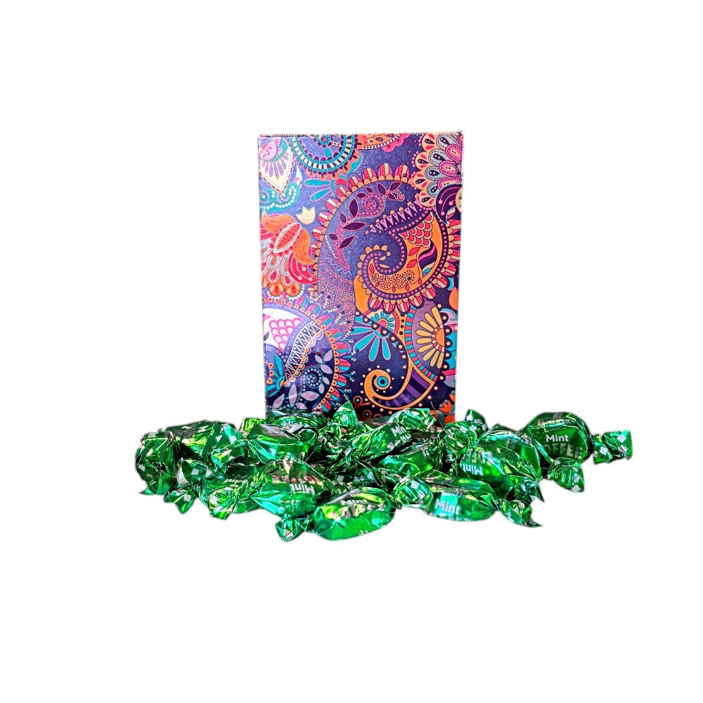 250g Rectangular Box Pattern of Walkers Mint Toffee