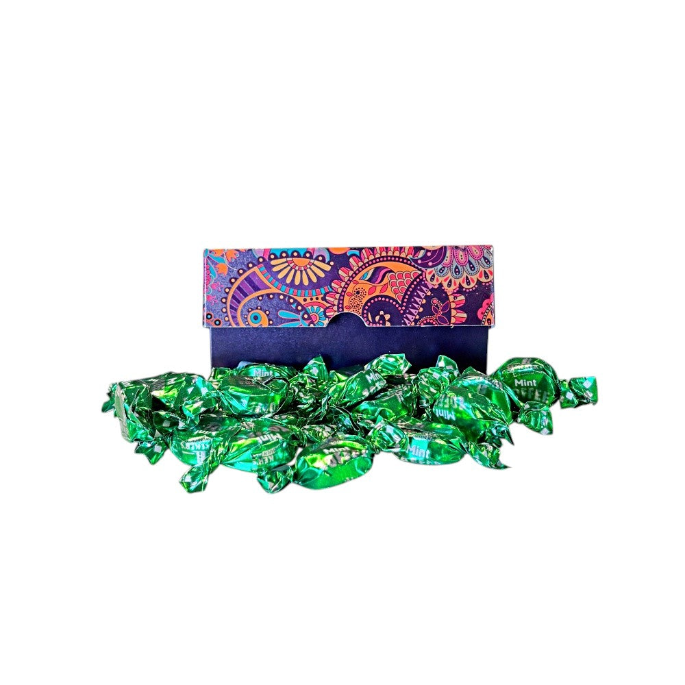 250g Rectangular Box Pattern of Walkers Mint Toffee