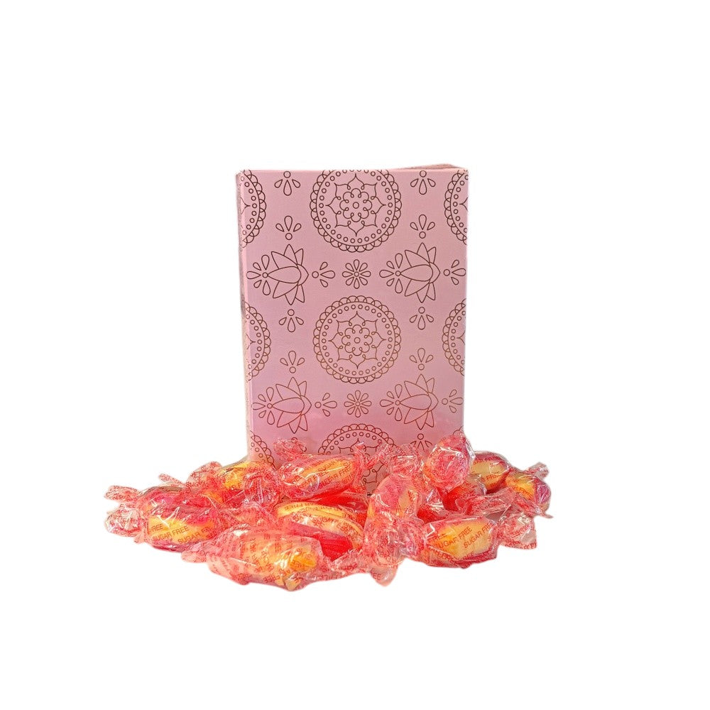 250g Rectangular Box Pattern of Sugar Free Rhubarb and Custard