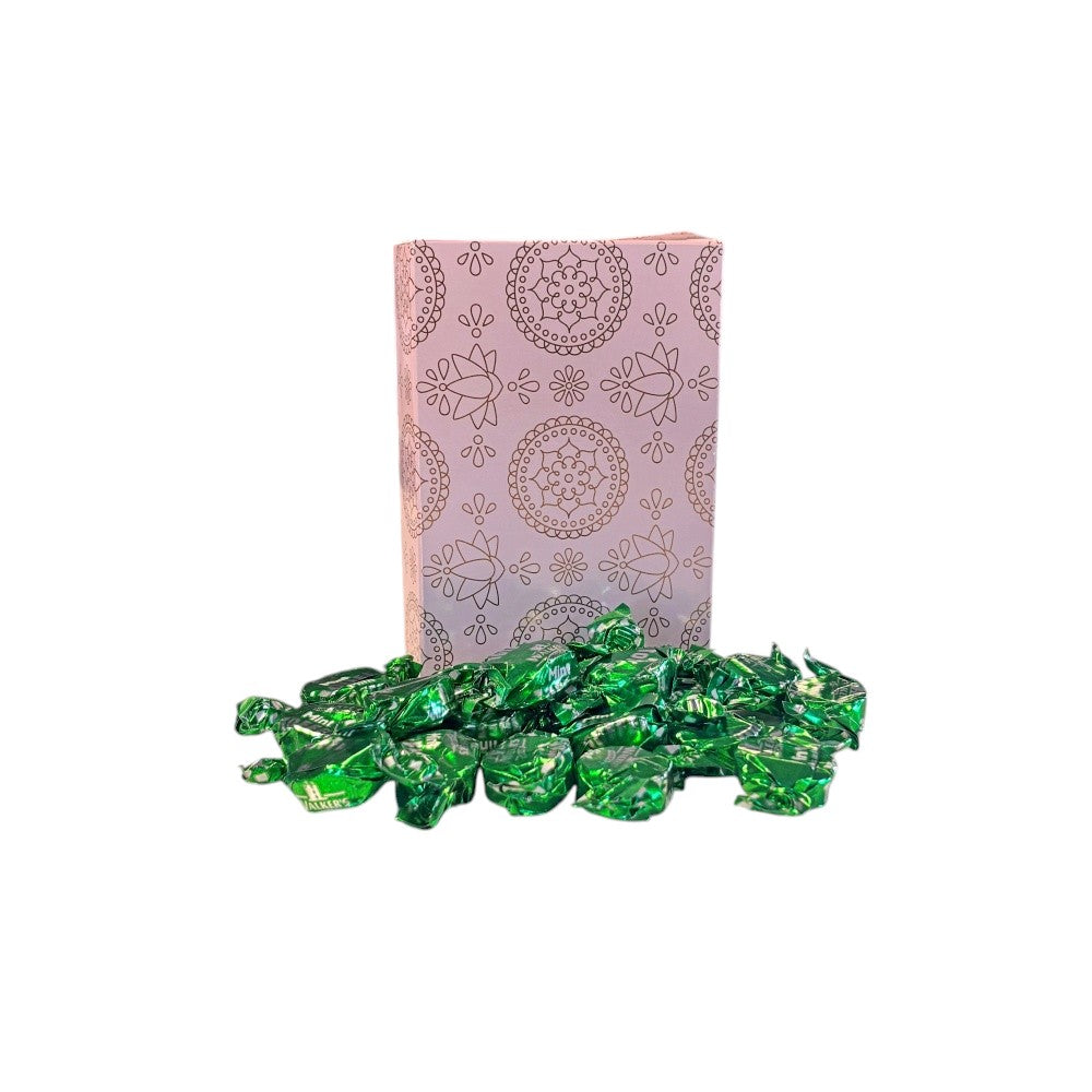 250g Rectangular Box Pattern of Walkers Mint Toffee