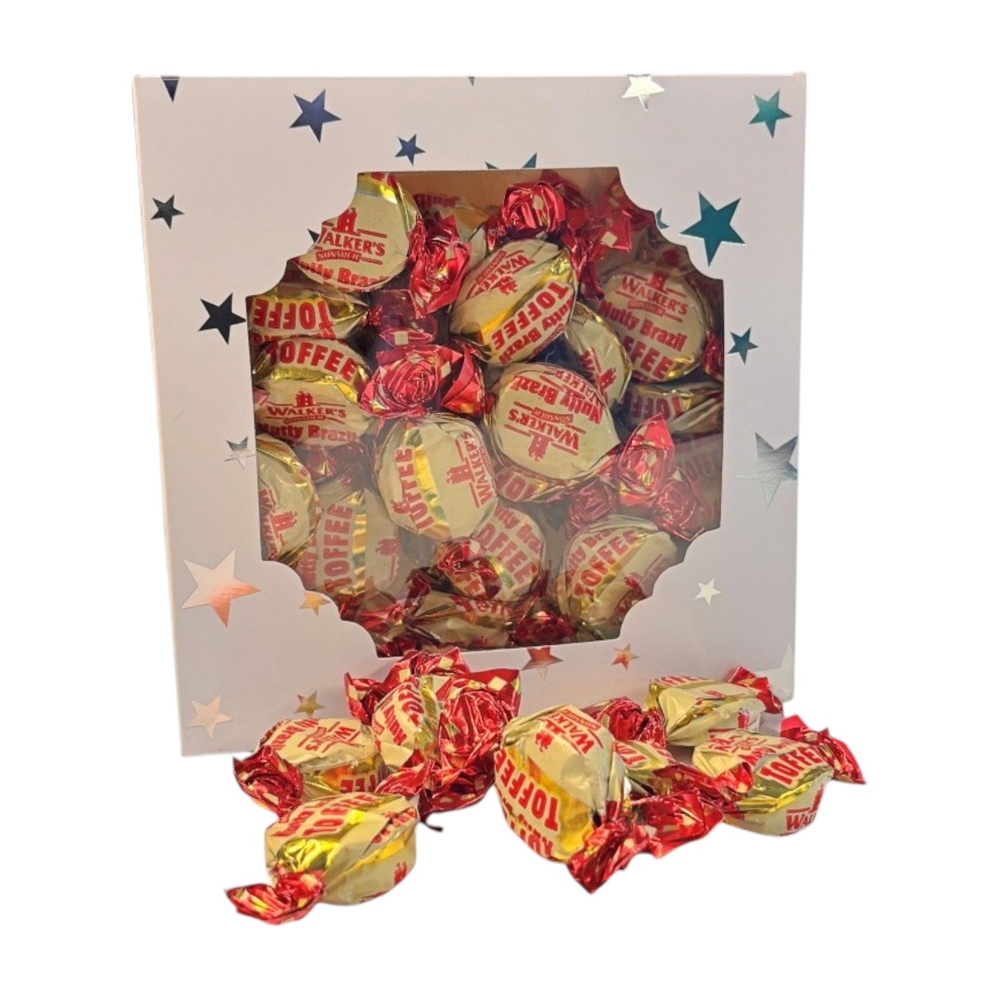 300g Square Window Pattern Box of Walkers Nutty Brazil Toffee