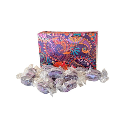 250g Rectangular Pattern Box of Sugar Free Blackcurrant and Liquorice