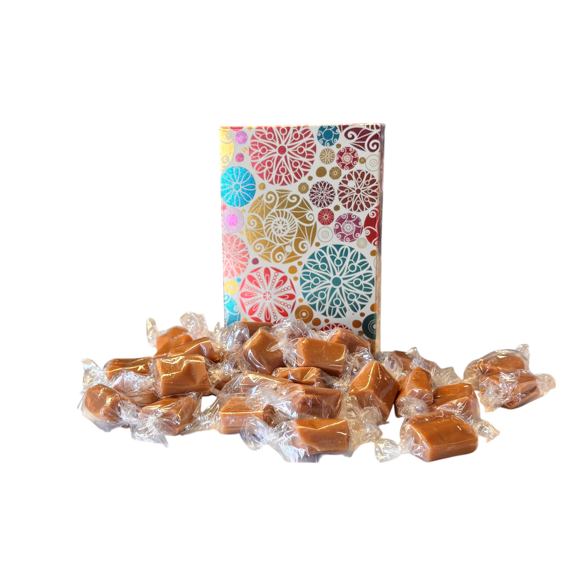 250g Rectangular Patterned Box of Bristows Salted Caramel Fudge