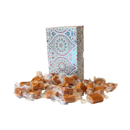 250g Rectangular Patterned Box of Bristows Salted Caramel Fudge