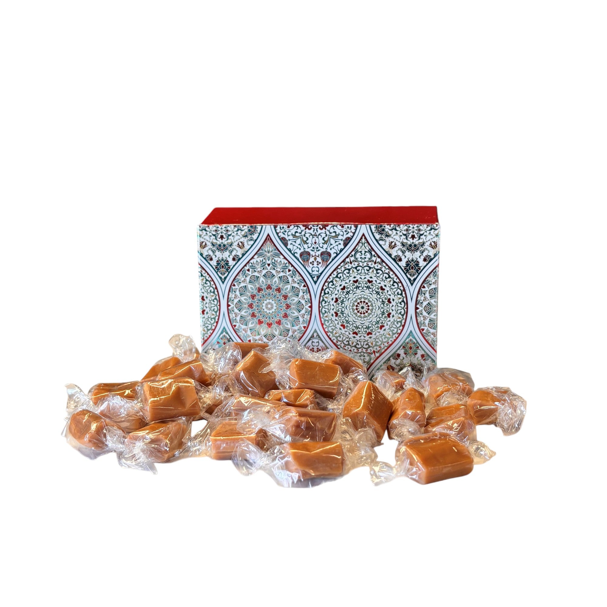 250g Rectangular Patterned Box of Bristows Salted Caramel Fudge