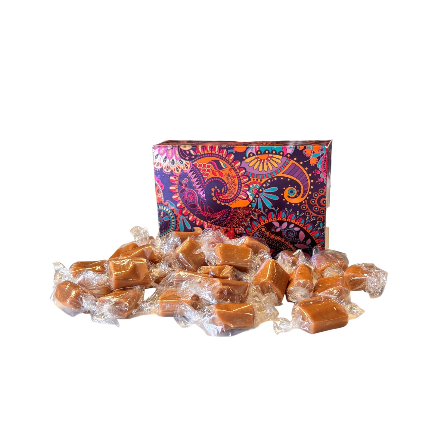 250g Rectangular Patterned Box of Bristows Salted Caramel Fudge