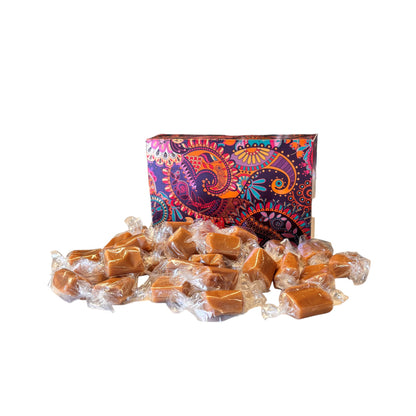 250g Rectangular Patterned Box of Bristows Salted Caramel Fudge