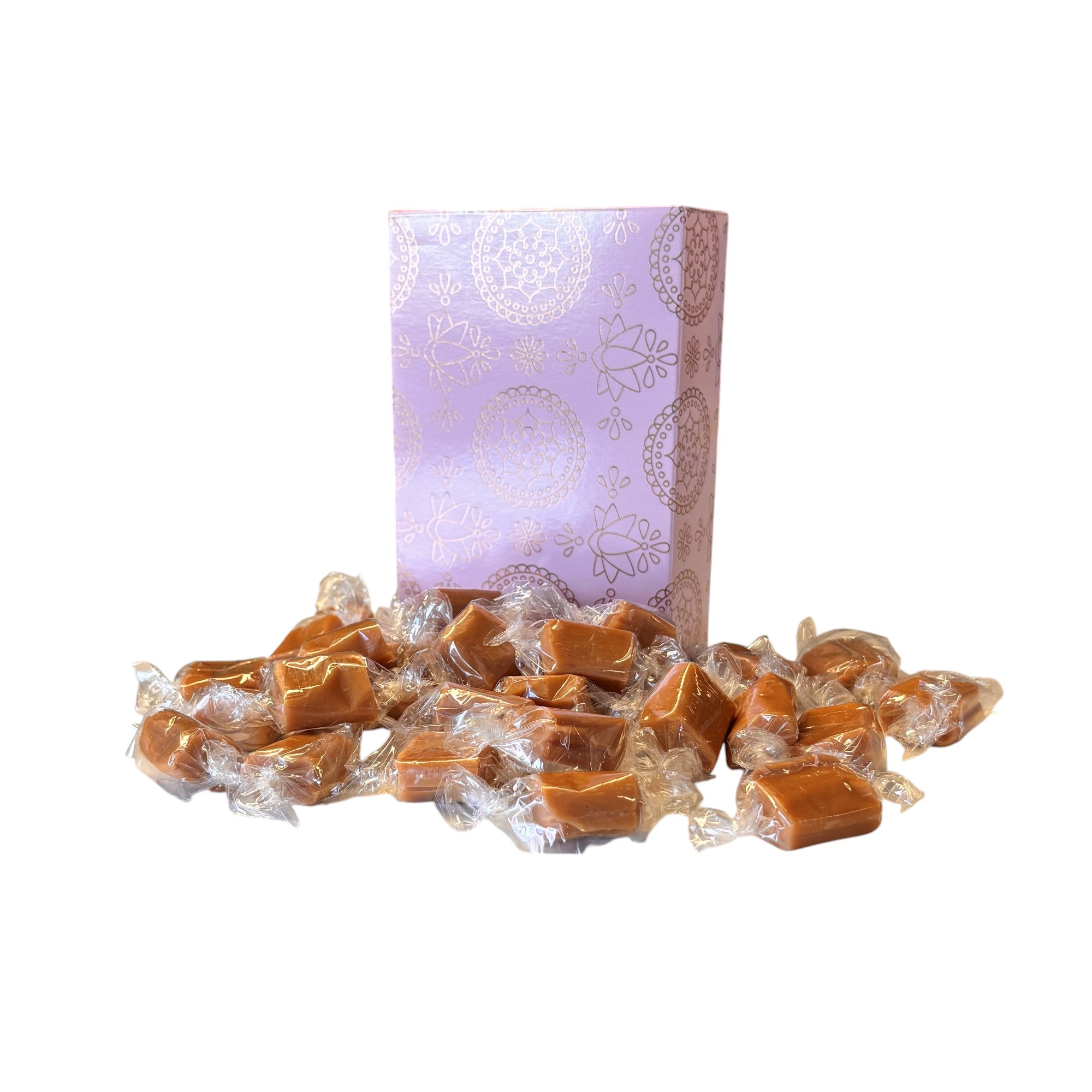 250g Rectangular Patterned Box of Bristows Salted Caramel Fudge