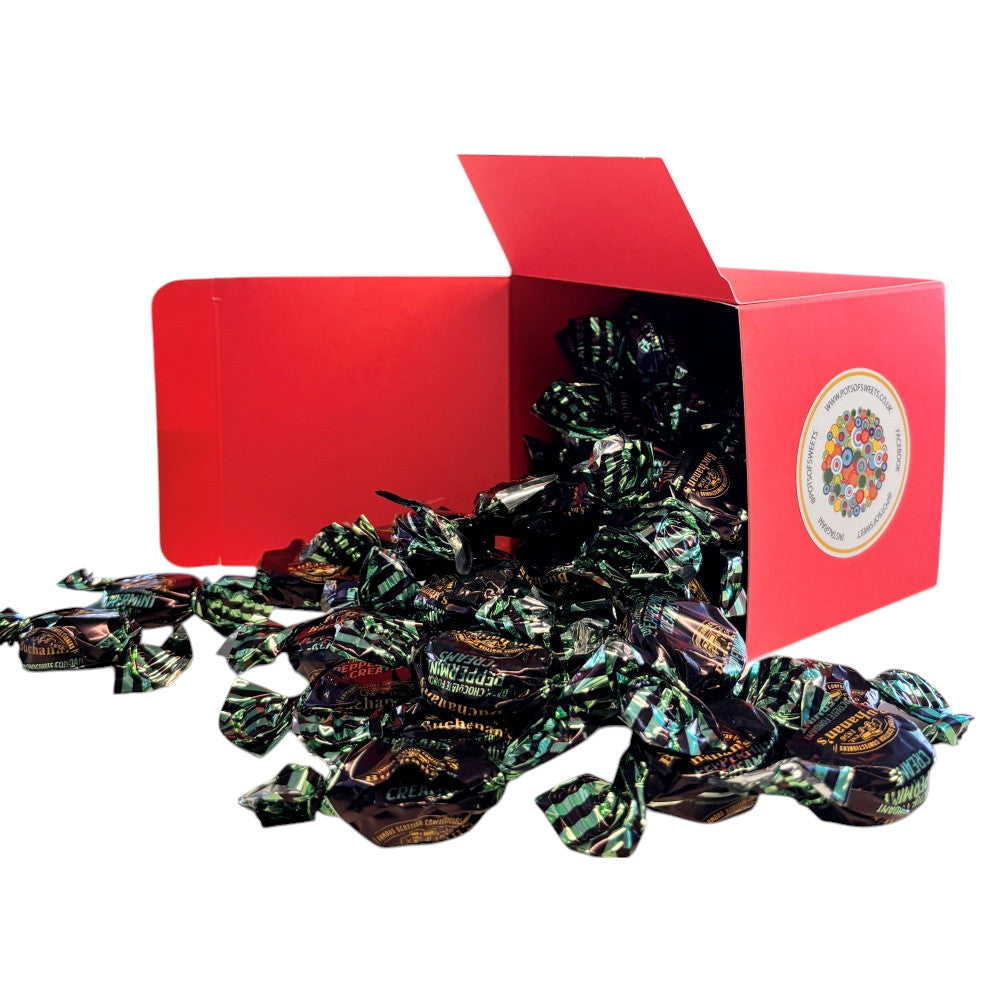 300g Square Box of Buchanan's Chocolate Peppermint Creams