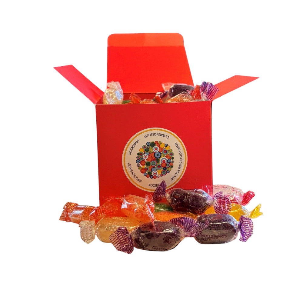 300g Square Box of Hard Boiled Fruit Drops Sweet