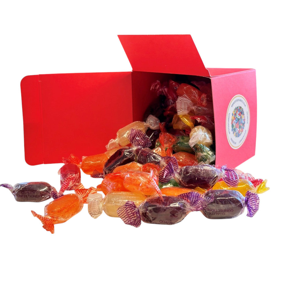 300g Square Box of Hard Boiled Fruit Drops Sweet