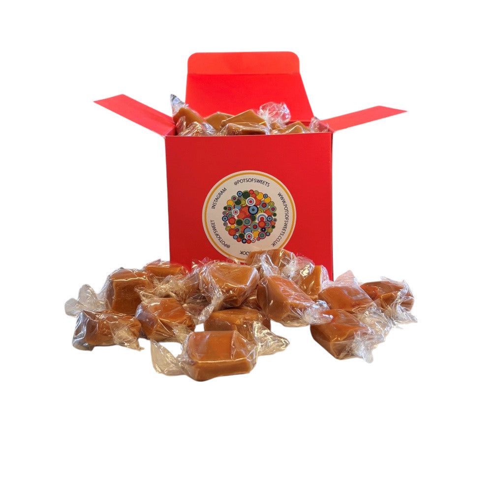 300g Square Box of Bristows Salted Caramel Fudge