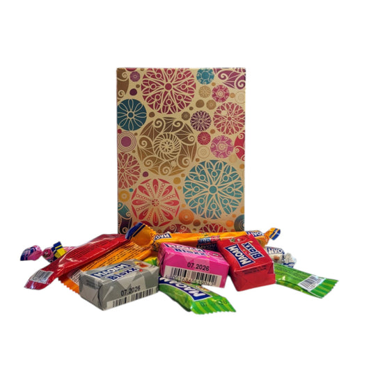 250g Rectangular Patterned Box  of Maoam Joystix, Bloxs, Strips Fruit Chews Sweets