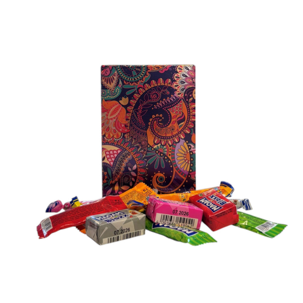 250g Rectangular Patterned Box  of Maoam Joystix, Bloxs, Strips Fruit Chews Sweets