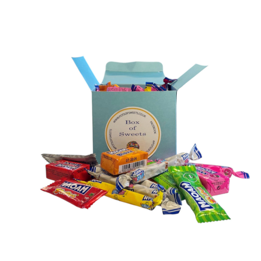 300g Square Box of Maoam Joystix, Bloxs, Strips Fruit Chews Sweets