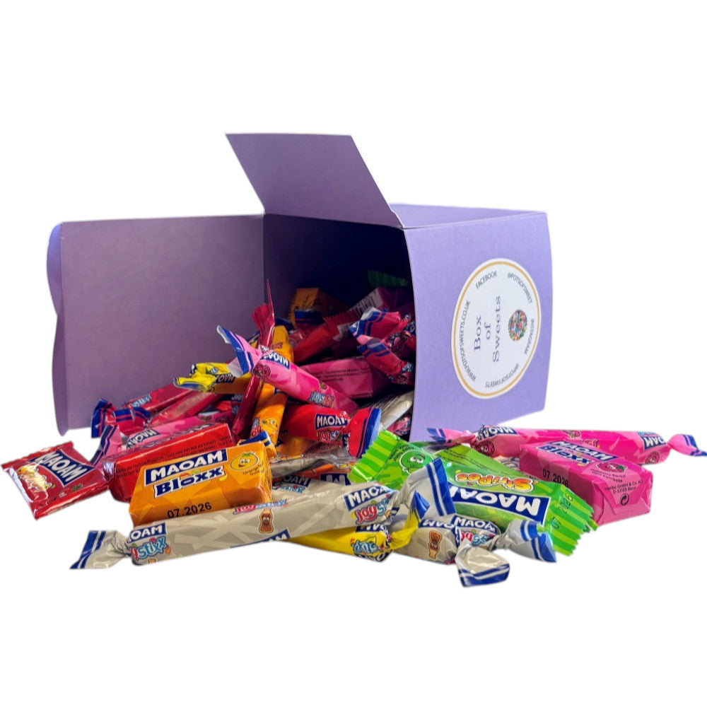 300g Square Box of Maoam Joystix, Bloxs, Strips Fruit Chews Sweets