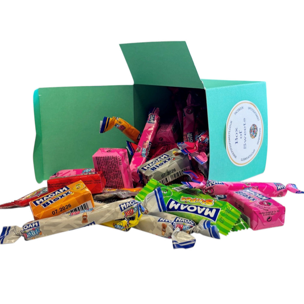 300g Square Box of Maoam Joystix, Bloxs, Strips Fruit Chews Sweets