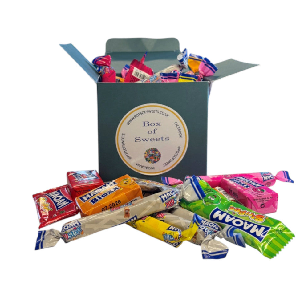 300g Square Box of Maoam Joystix, Bloxs, Strips Fruit Chews Sweets