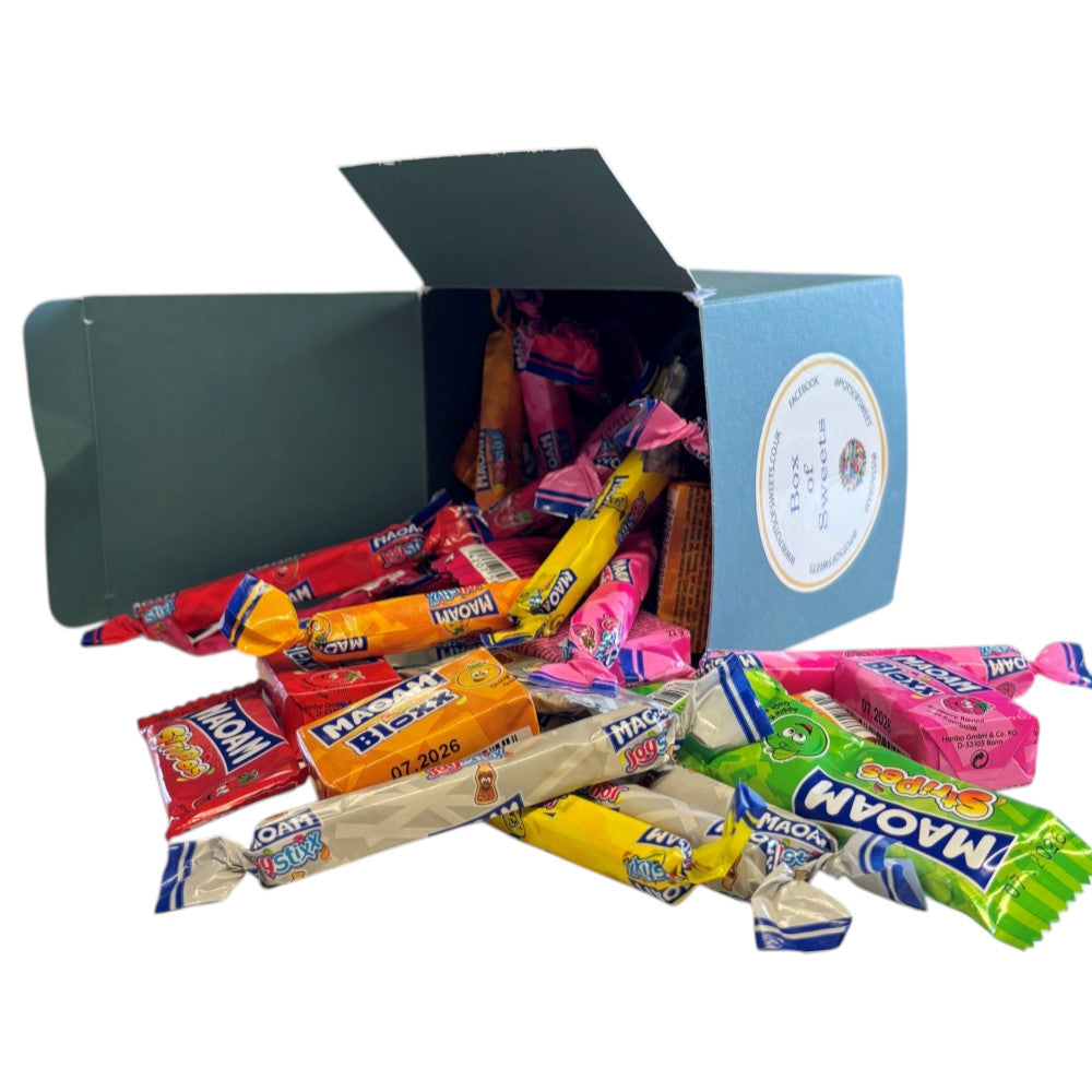 300g Square Box of Maoam Joystix, Bloxs, Strips Fruit Chews Sweets