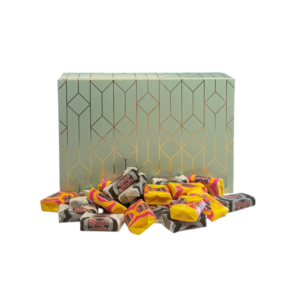 250g Rectangular Box Blossom Pattern of Black Jacks and Fruit Salads