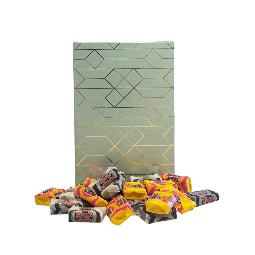 250g Rectangular Box Blossom Pattern of Black Jacks and Fruit Salads