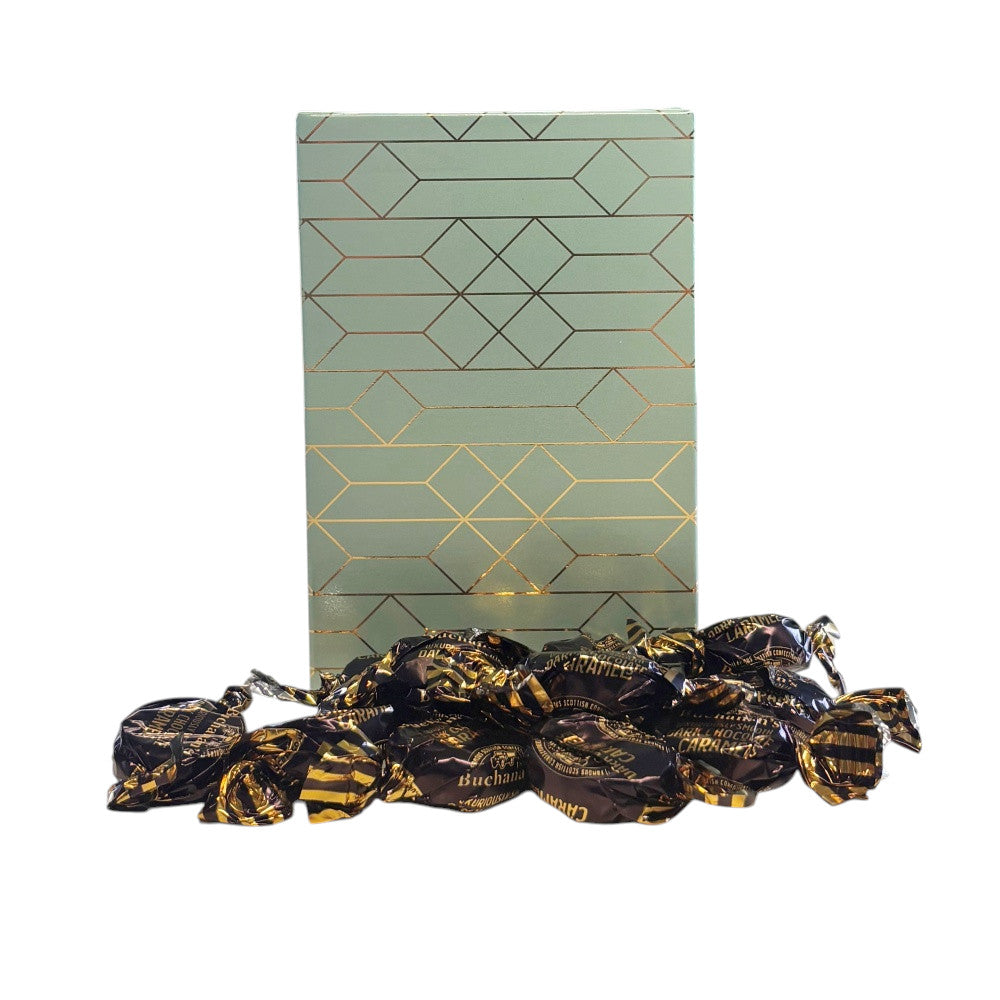250g Rectangular Pattern Box of Buchanan's Chocolate Caramel Toffees