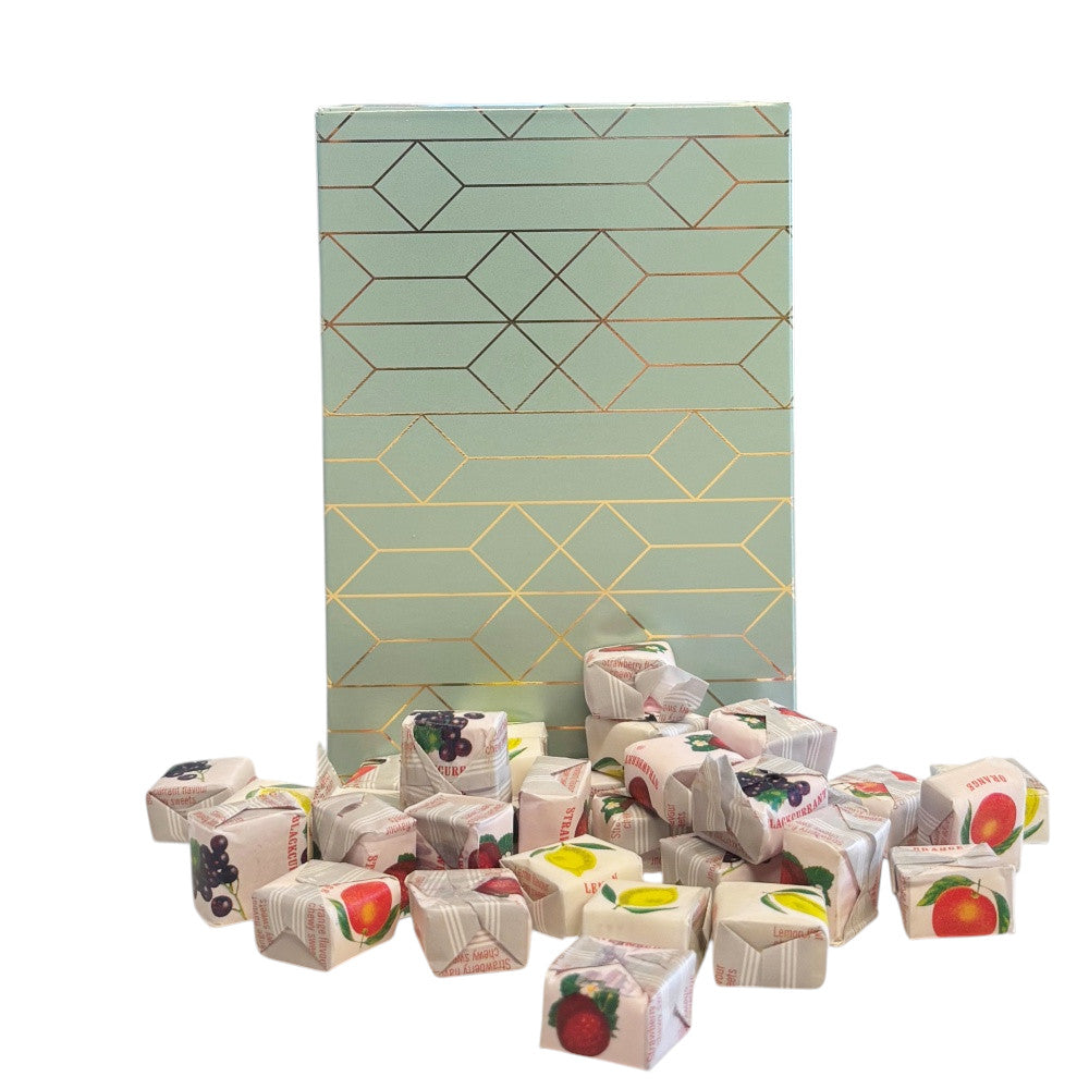 250g Rectangular Patterned Box of Fruity Chews Fruit Caramels
