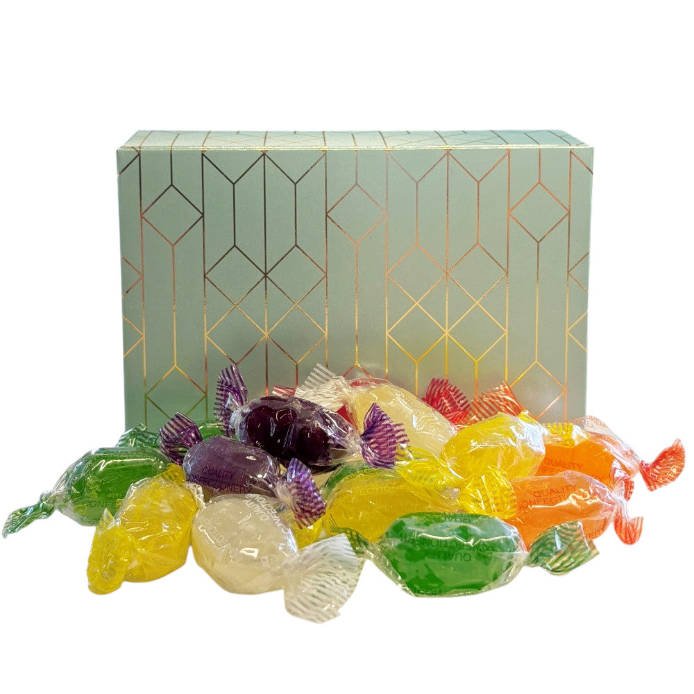 250g Rectangular Box Pattern of Hard Boiled Fruit Drop Sweet