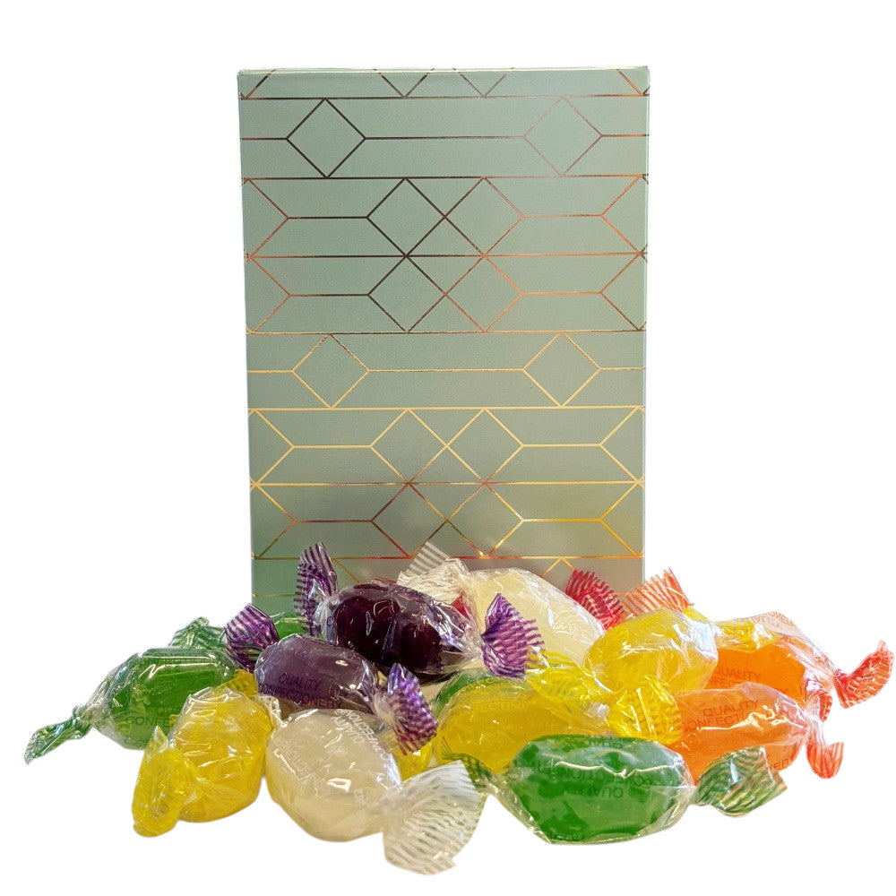 250g Rectangular Box Pattern of Hard Boiled Fruit Drop Sweet